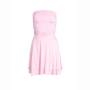 Y2K pleated tube-top summer dress