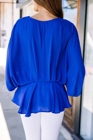 Tell It All Royal Blue Kimono Sleeve Blouse
