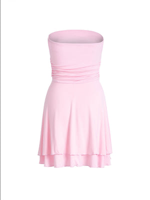 Y2K pleated tube-top summer dress