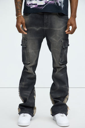 Elan de Paris™ Kaine Stacked Slim Flare Jeans - Black Wash