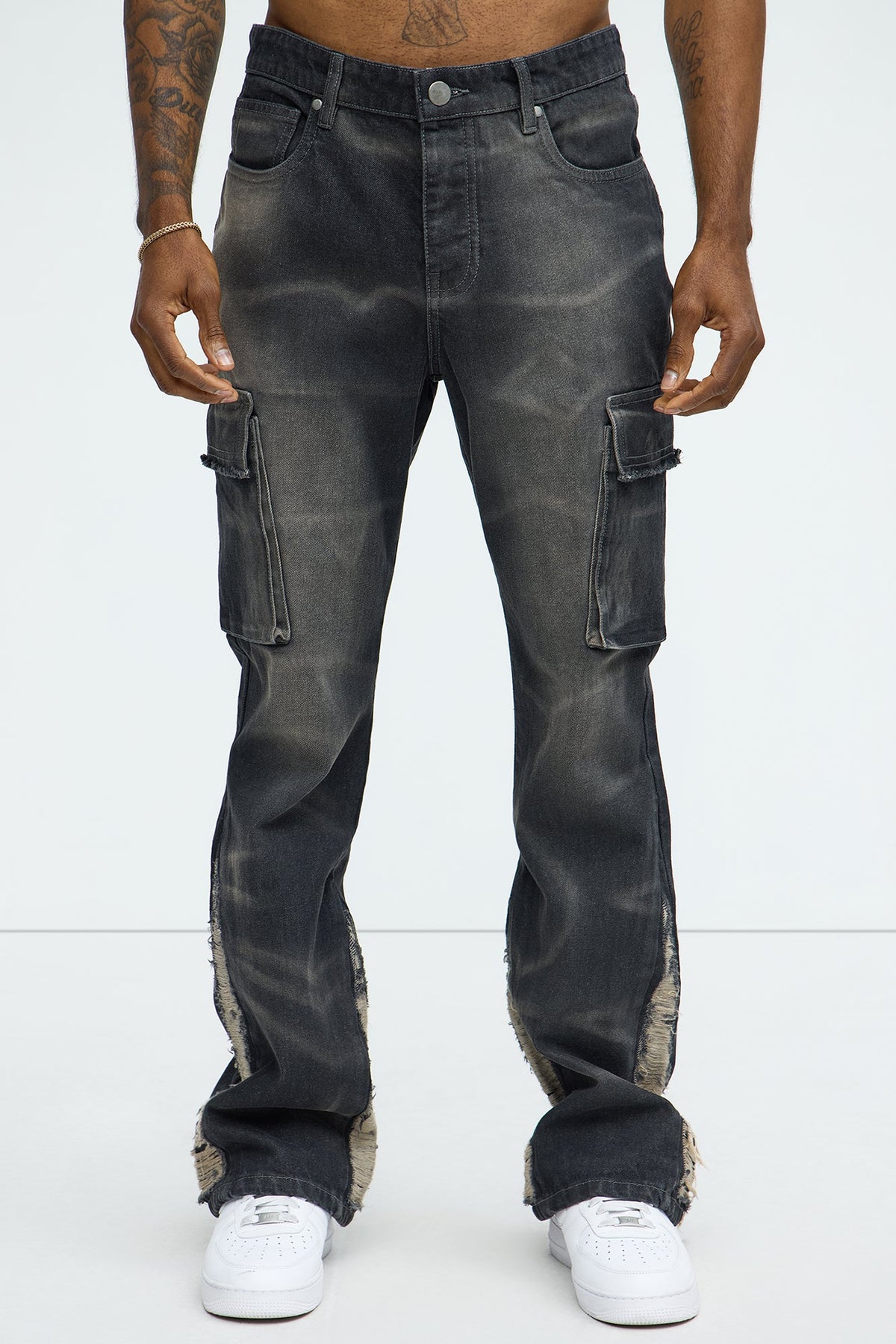Elan de Paris™ Kaine Stacked Slim Flare Jeans - Black Wash