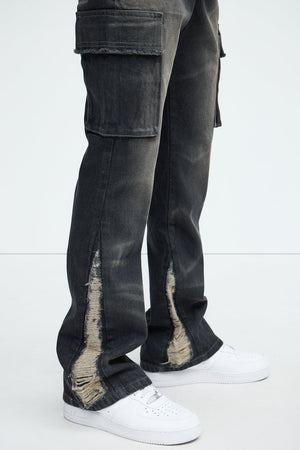 Elan de Paris™ Kaine Stacked Slim Flare Jeans - Black Wash