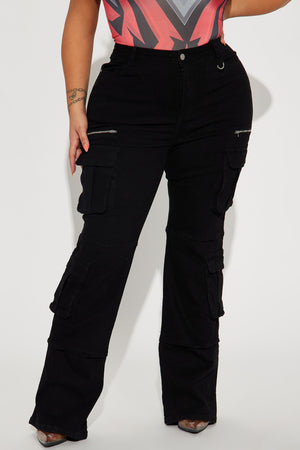 Elan de Paris™ City Streets Stretch Cargo Jean - Black