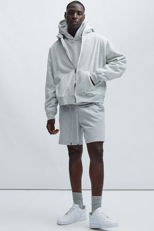 Elan de Paris™ yson Oversized Heavyweight Zip Up - Heather Grey
