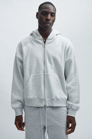 Elan de Paris™ yson Oversized Heavyweight Zip Up - Heather Grey