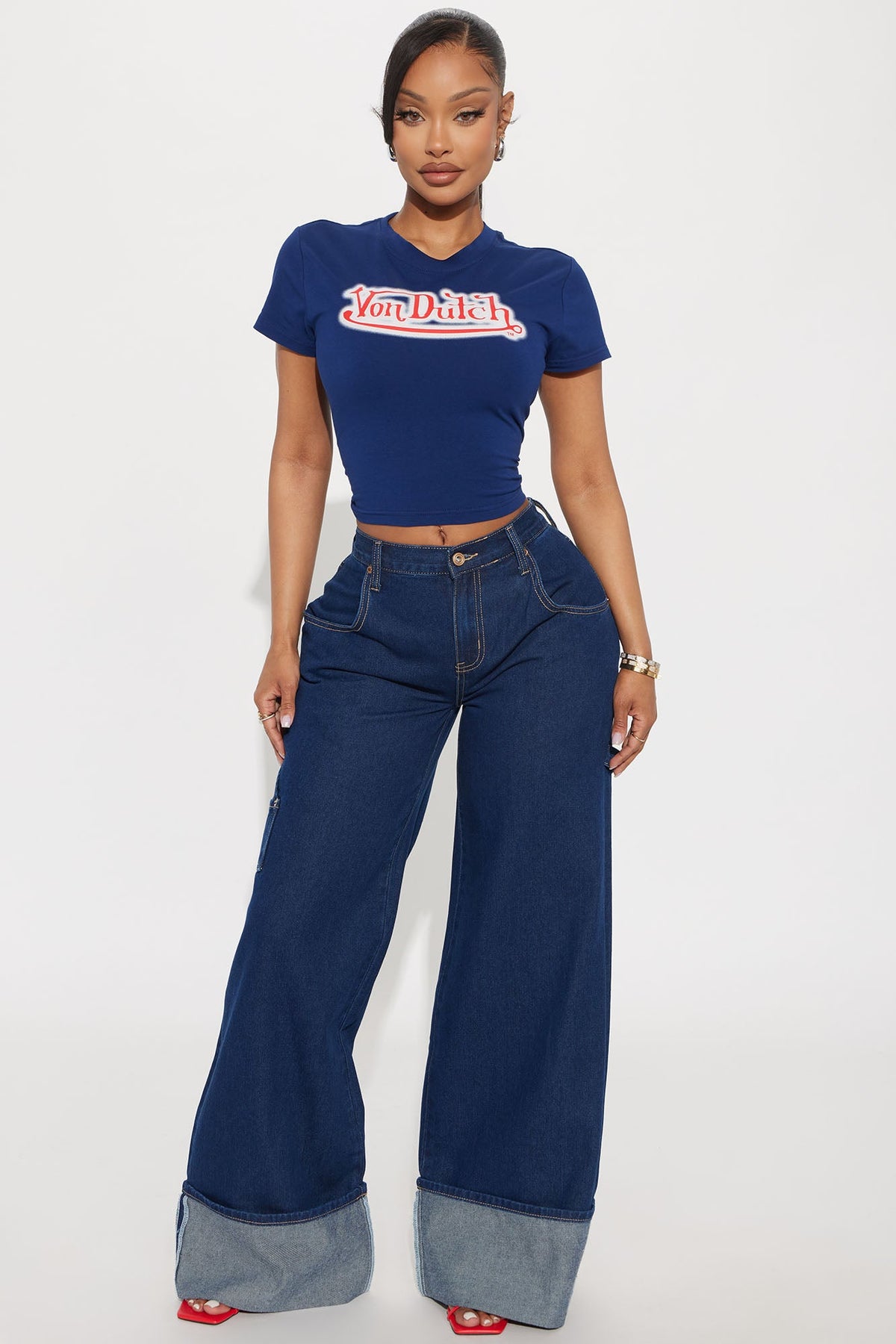 Elan de Paris™ Doing Better Cuffed Carpenter Jeans - Dark Wash