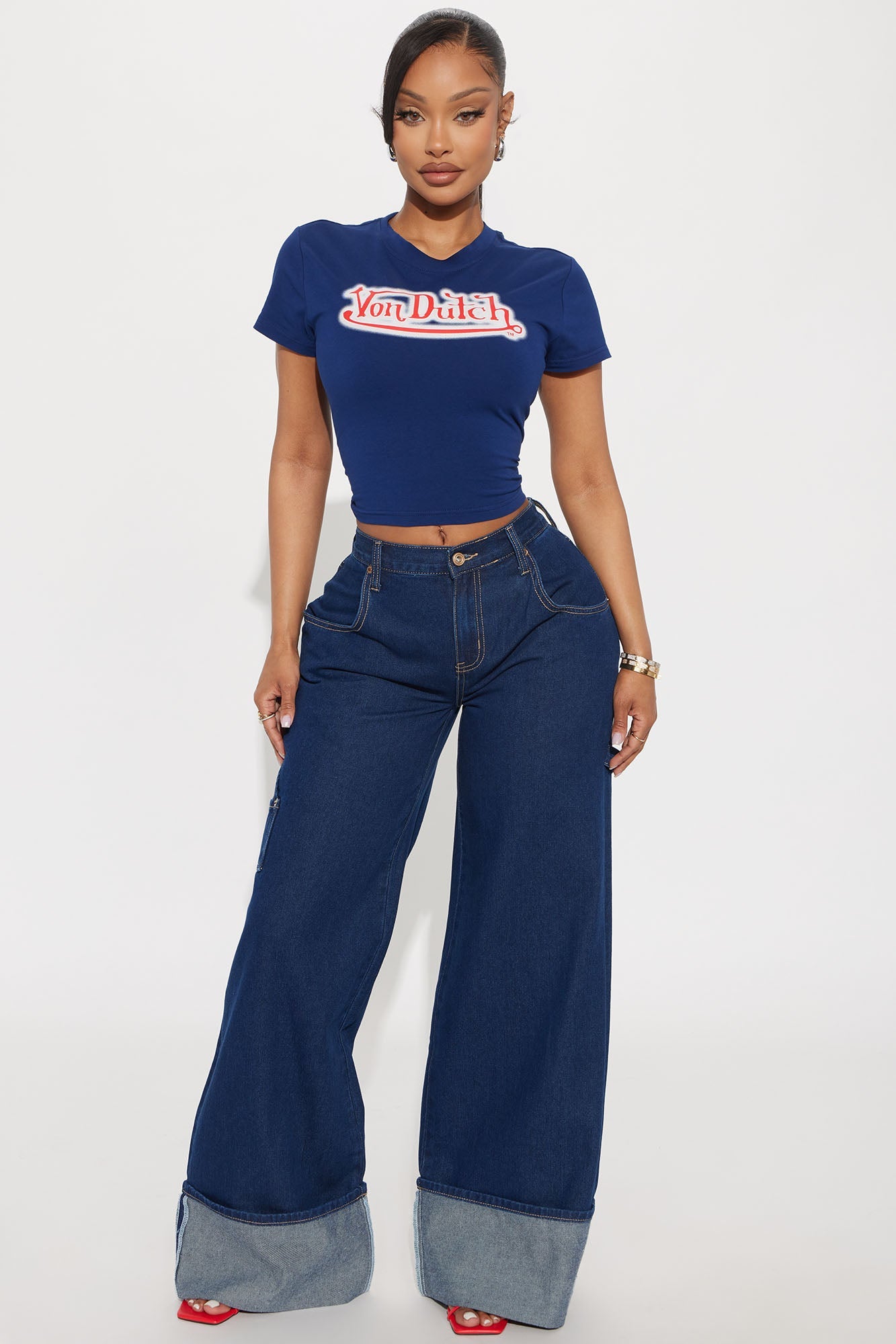 Elan de Paris™ Doing Better Cuffed Carpenter Jeans - Dark Wash