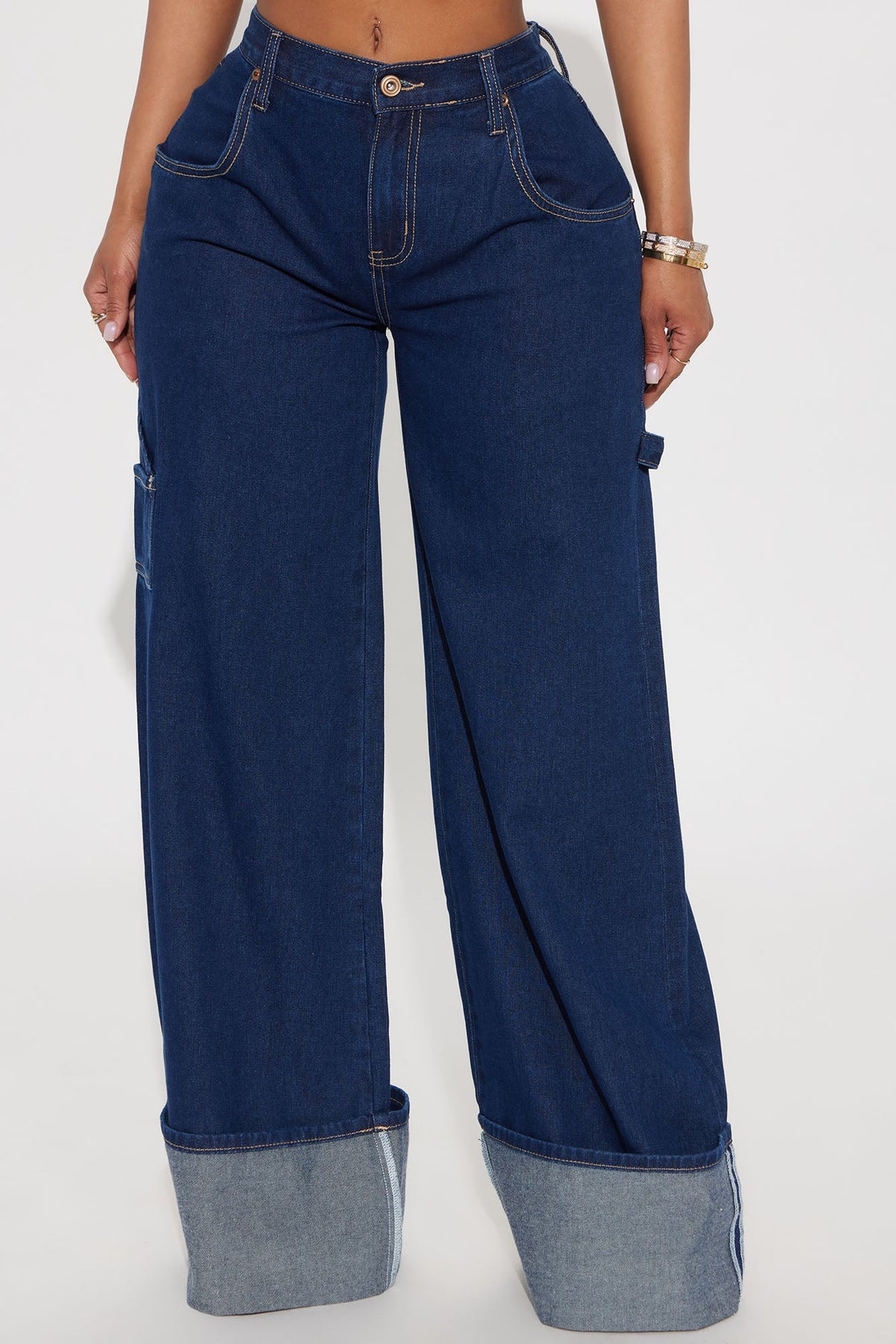 Elan de Paris™ Doing Better Cuffed Carpenter Jeans - Dark Wash