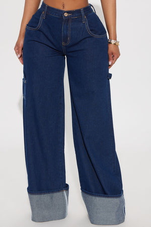 Elan de Paris™ Doing Better Cuffed Carpenter Jeans - Dark Wash