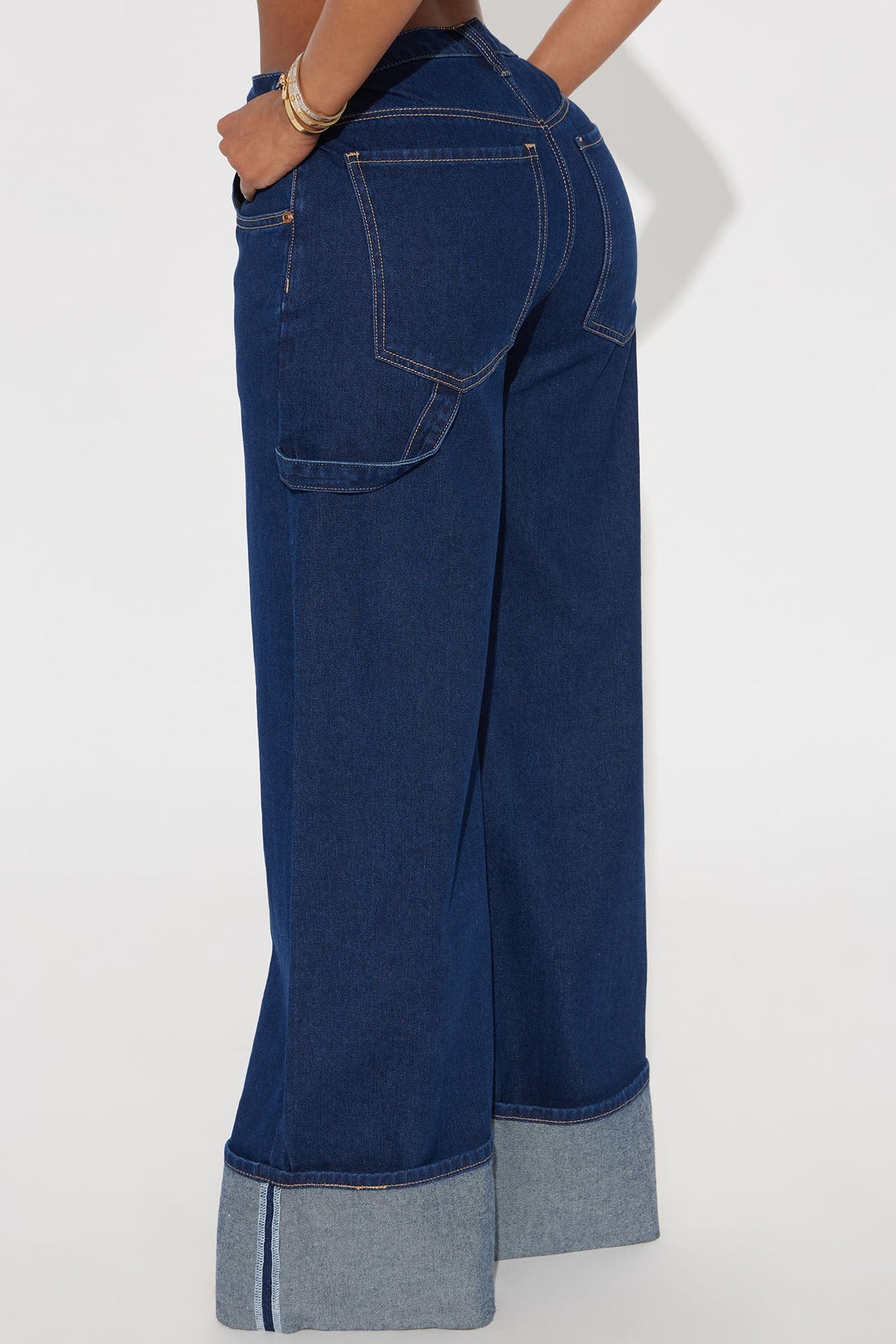 Elan de Paris™ Doing Better Cuffed Carpenter Jeans - Dark Wash
