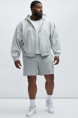 Elan de Paris™ yson Oversized Heavyweight Zip Up - Heather Grey