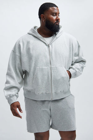 Elan de Paris™ yson Oversized Heavyweight Zip Up - Heather Grey
