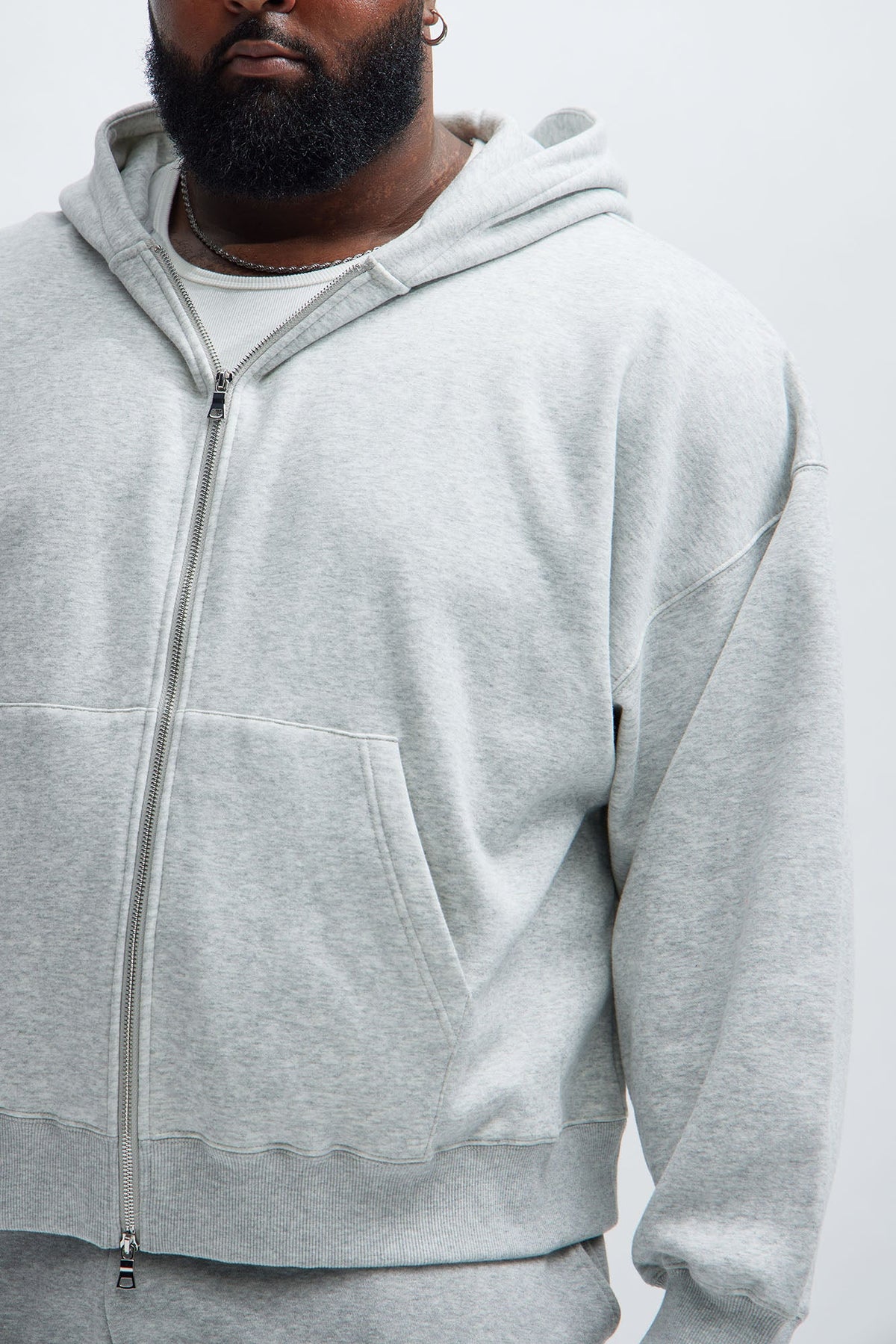 Elan de Paris™ yson Oversized Heavyweight Zip Up - Heather Grey