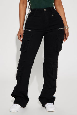 Elan de Paris™ City Streets Stretch Cargo Jean - Black