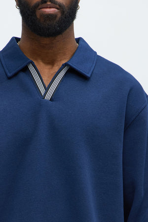 Elan de Paris™ Tyson Be Alright Long Sleeve Polo - Navy
