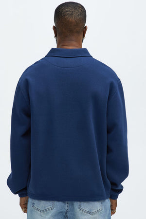 Elan de Paris™ Tyson Be Alright Long Sleeve Polo - Navy