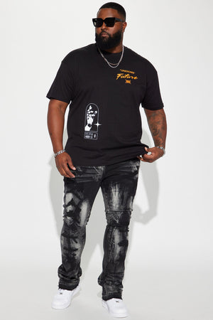 Elan de Paris™ No Cap Stacked Skinny Flare Jeans - Black Wash