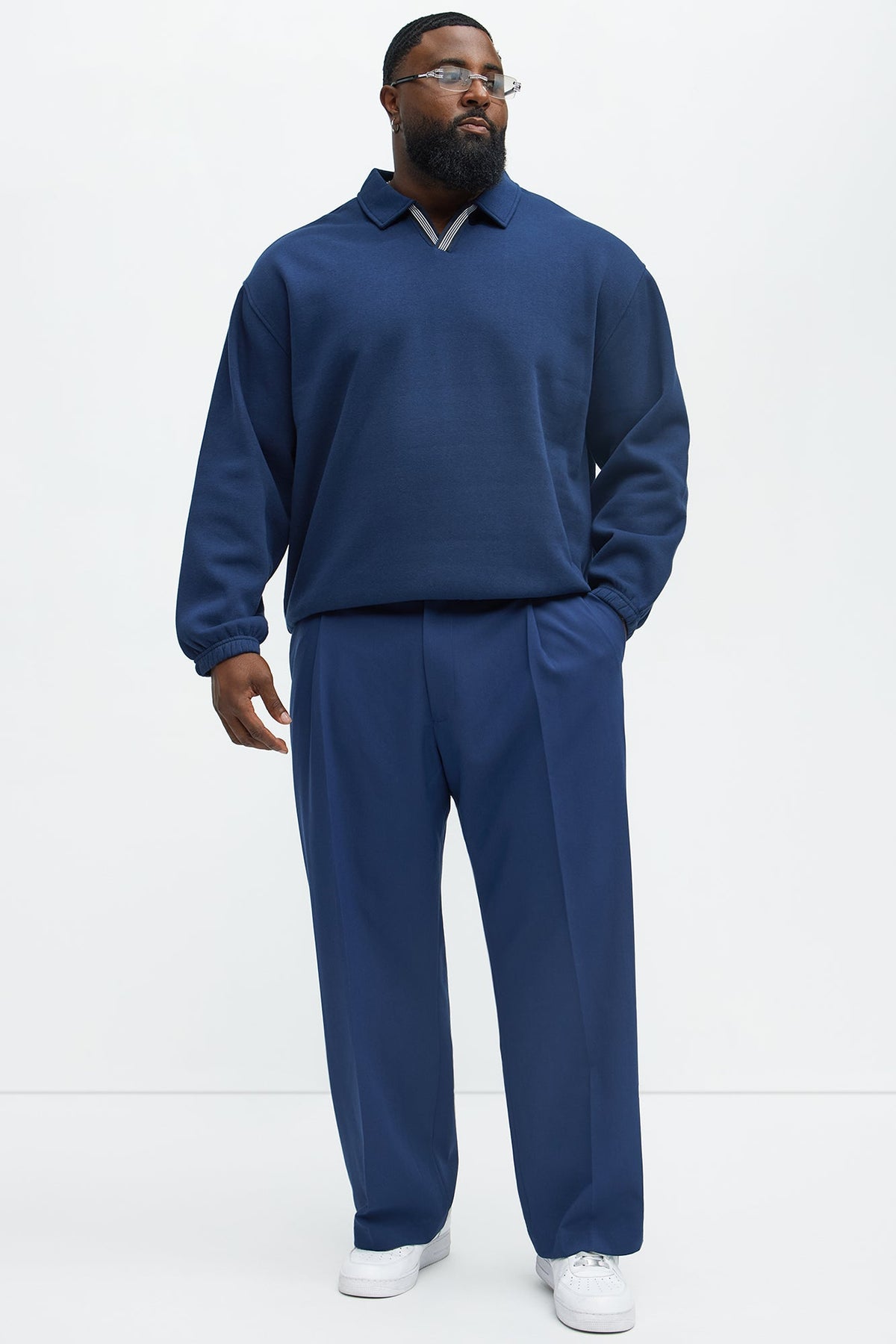 Elan de Paris™ Tyson Be Alright Long Sleeve Polo - Navy