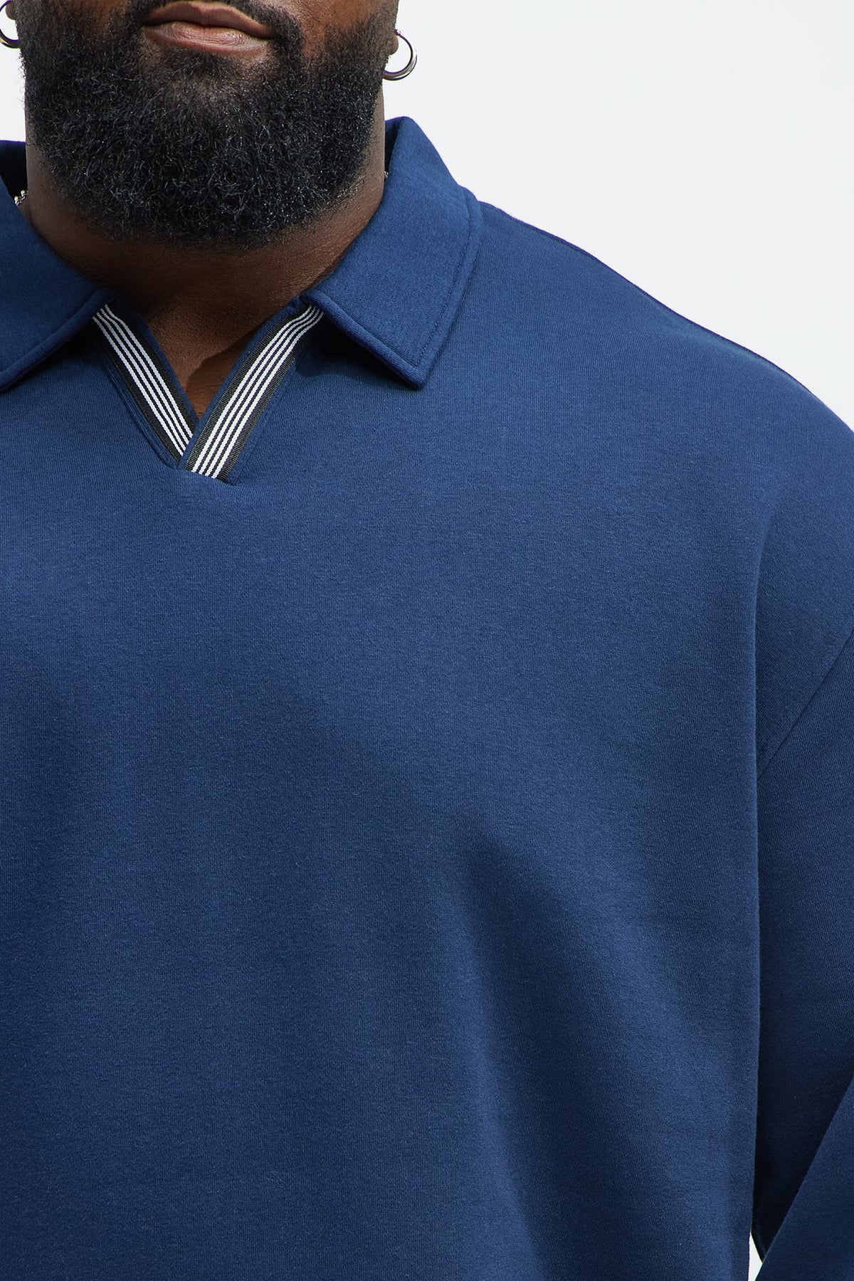 Elan de Paris™ Tyson Be Alright Long Sleeve Polo - Navy