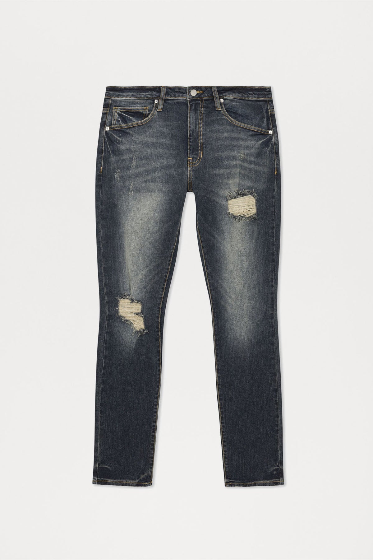 Elan de Paris™ Day To Day Distressed Slim Jeans - Dark Wash