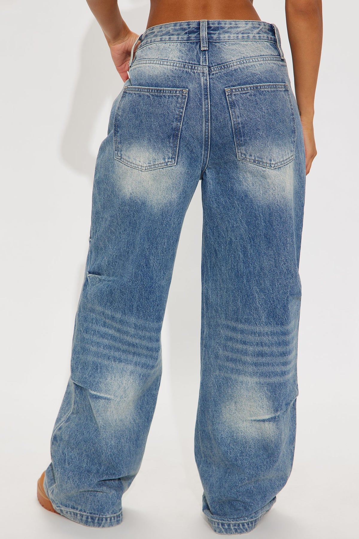 Elan de Paris™ Sight Unseen Loose Wide Leg Denim Jeans - Medium Wash