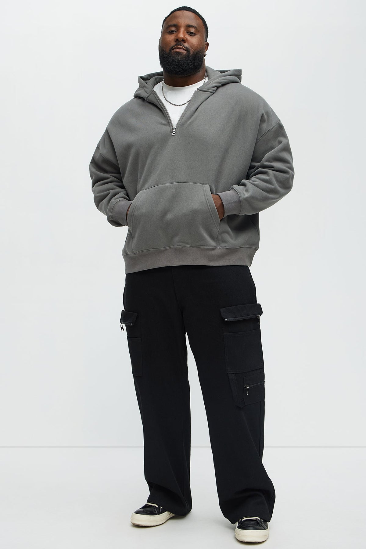 Elan de Paris™ Tyson Oversized Heavyweight Quarter Zip Hoodie - Charcoal