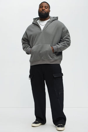 Elan de Paris™ Tyson Oversized Heavyweight Quarter Zip Hoodie - Charcoal