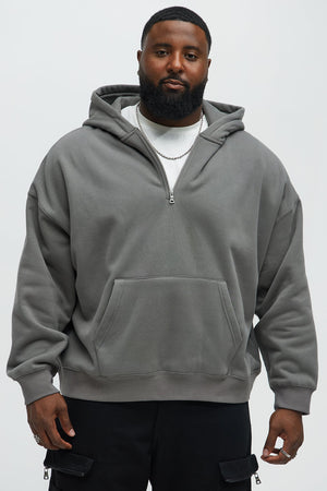 Elan de Paris™ Tyson Oversized Heavyweight Quarter Zip Hoodie - Charcoal