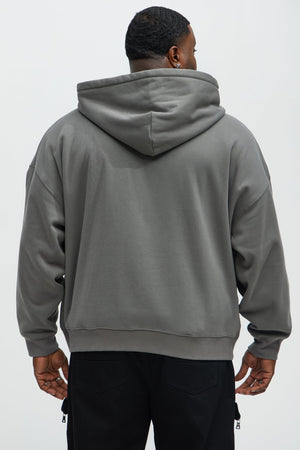 Elan de Paris™ Tyson Oversized Heavyweight Quarter Zip Hoodie - Charcoal