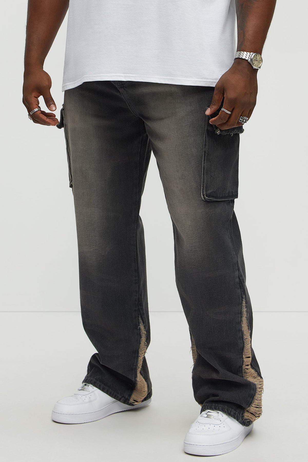 Elan de Paris™ Kaine Stacked Slim Flare Jeans - Black Wash