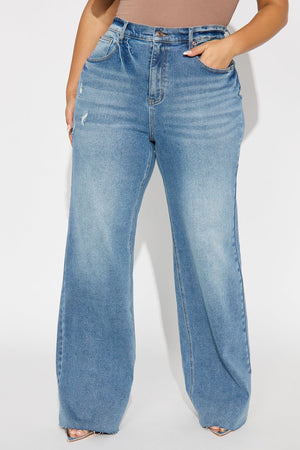 Elan de Paris™ Tall Nova 90's Baby Basic Stretch Wide Leg Jean - Medium Wash