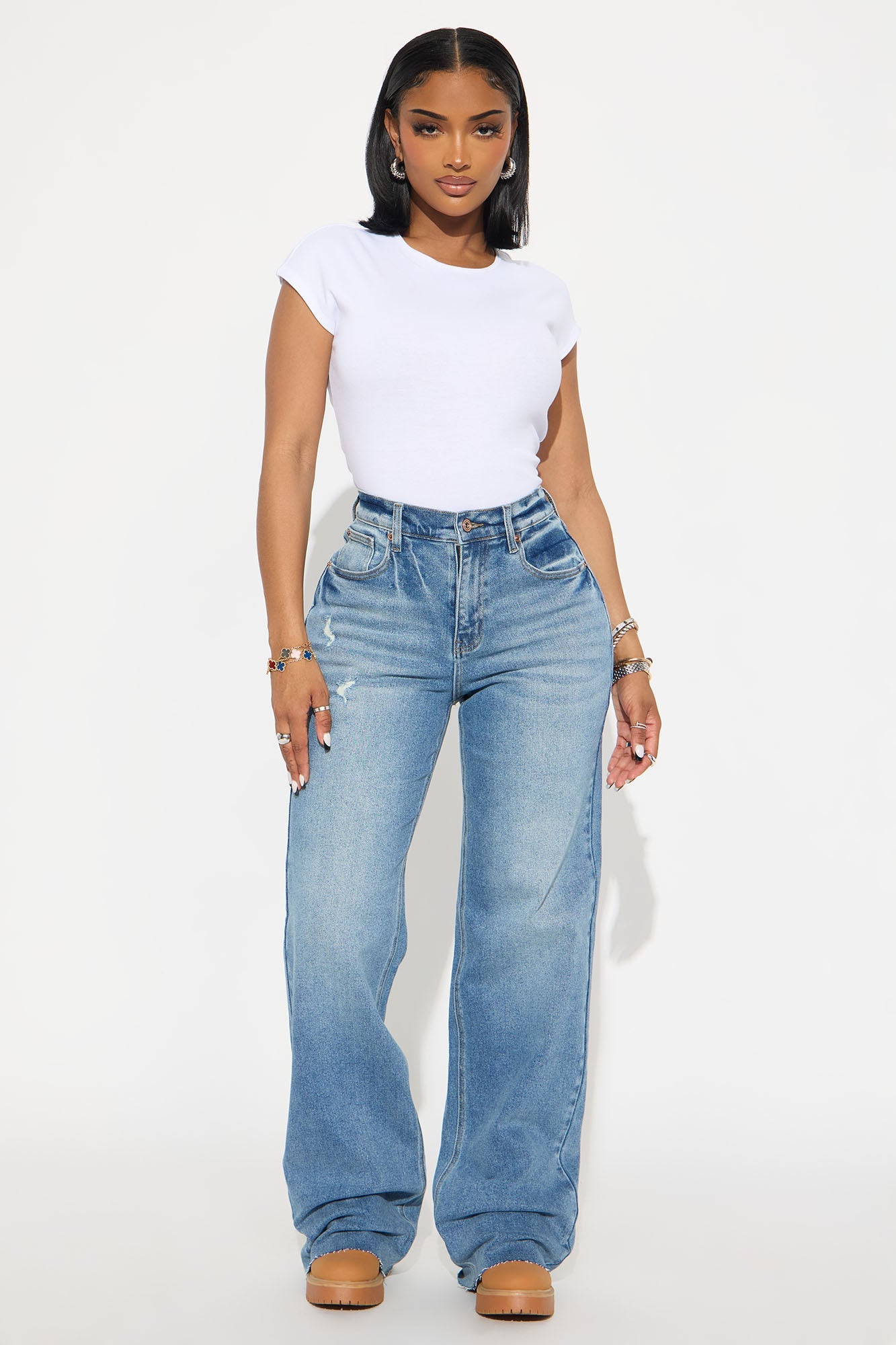 Elan de Paris™ Tall Nova 90's Baby Basic Stretch Wide Leg Jean - Medium Wash