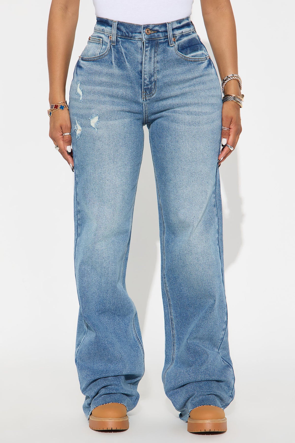 Elan de Paris™ Tall Nova 90's Baby Basic Stretch Wide Leg Jean - Medium Wash