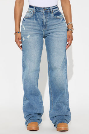 Elan de Paris™ Tall Nova 90's Baby Basic Stretch Wide Leg Jean - Medium Wash