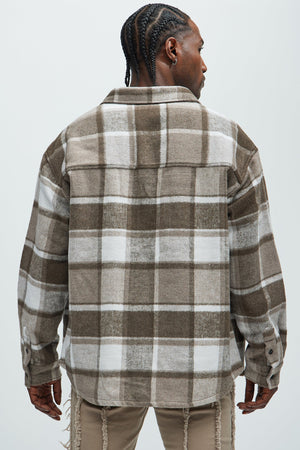 Elan de Paris™ Wanted Plaid Shacket - Brown