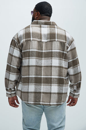 Elan de Paris™ Wanted Plaid Shacket - Brown