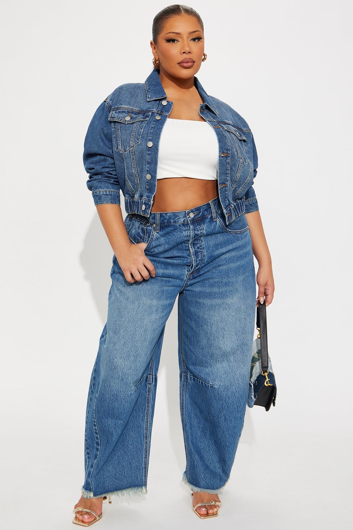 Elan de Paris™ Out Of Time Denim Bomber Jacket - Dark Wash