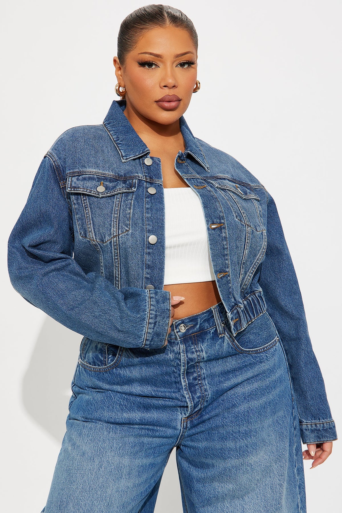 Elan de Paris™ Out Of Time Denim Bomber Jacket - Dark Wash