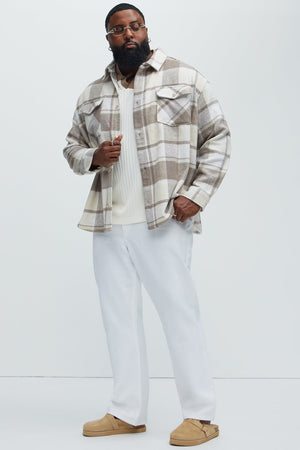 Elan de Paris™ Wanted Plaid Shacket - Cream