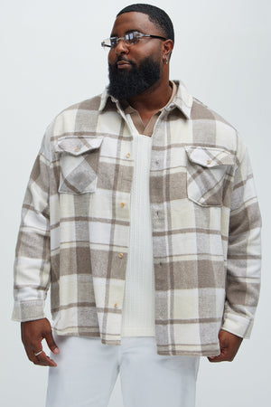 Elan de Paris™ Wanted Plaid Shacket - Cream
