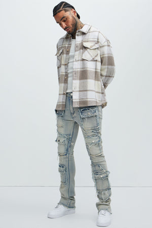 Elan de Paris™ Wanted Plaid Shacket - Cream