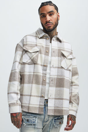 Elan de Paris™ Wanted Plaid Shacket - Cream