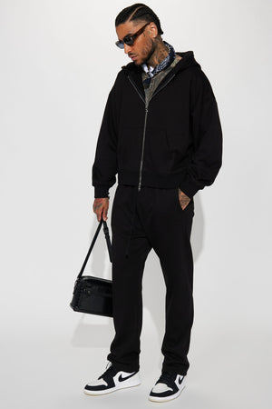 Elan de Paris™ Tyson Oversized Heavyweight Zip Up - Black