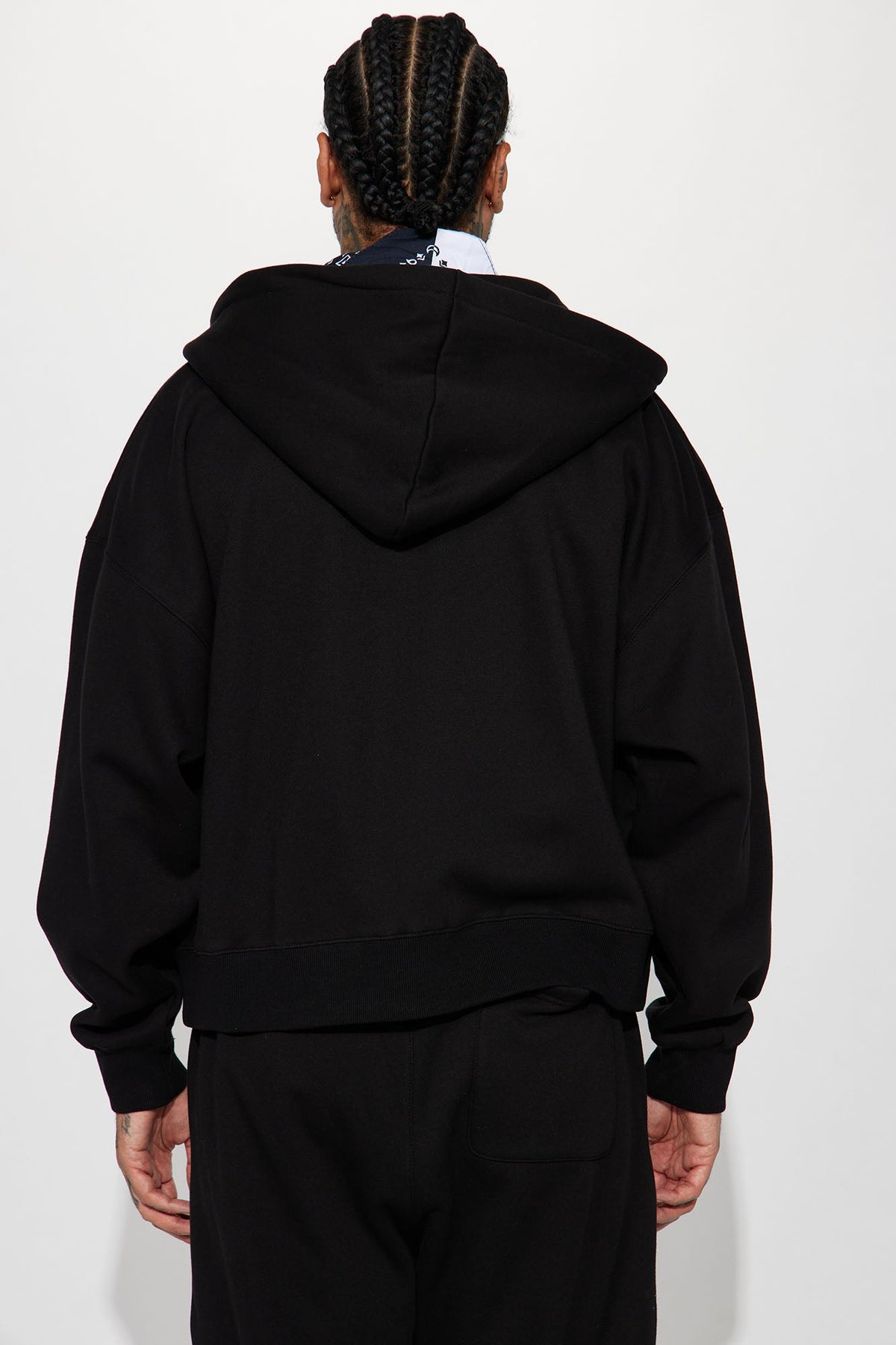 Elan de Paris™ Tyson Oversized Heavyweight Zip Up - Black