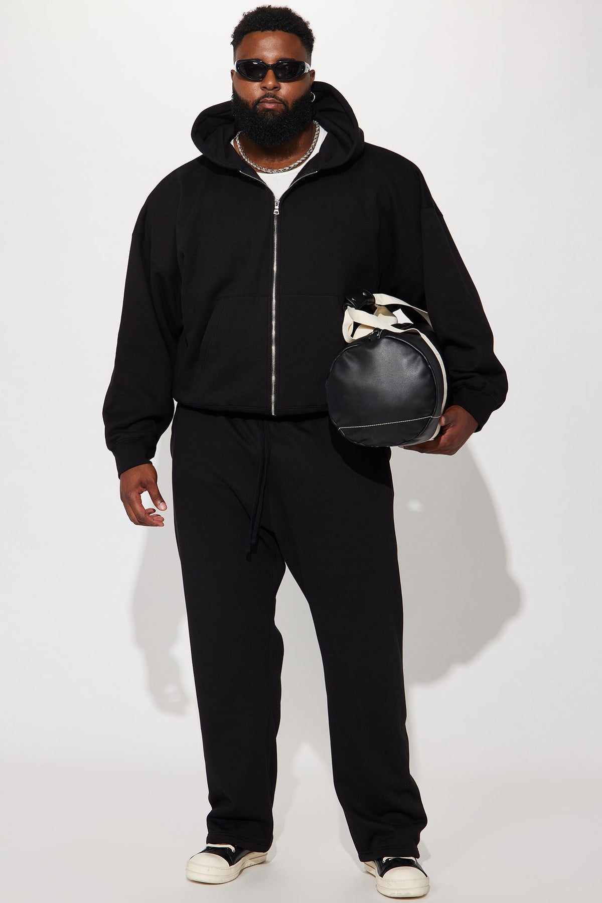 Elan de Paris™ Tyson Oversized Heavyweight Zip Up - Black