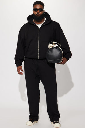 Elan de Paris™ Tyson Oversized Heavyweight Zip Up - Black