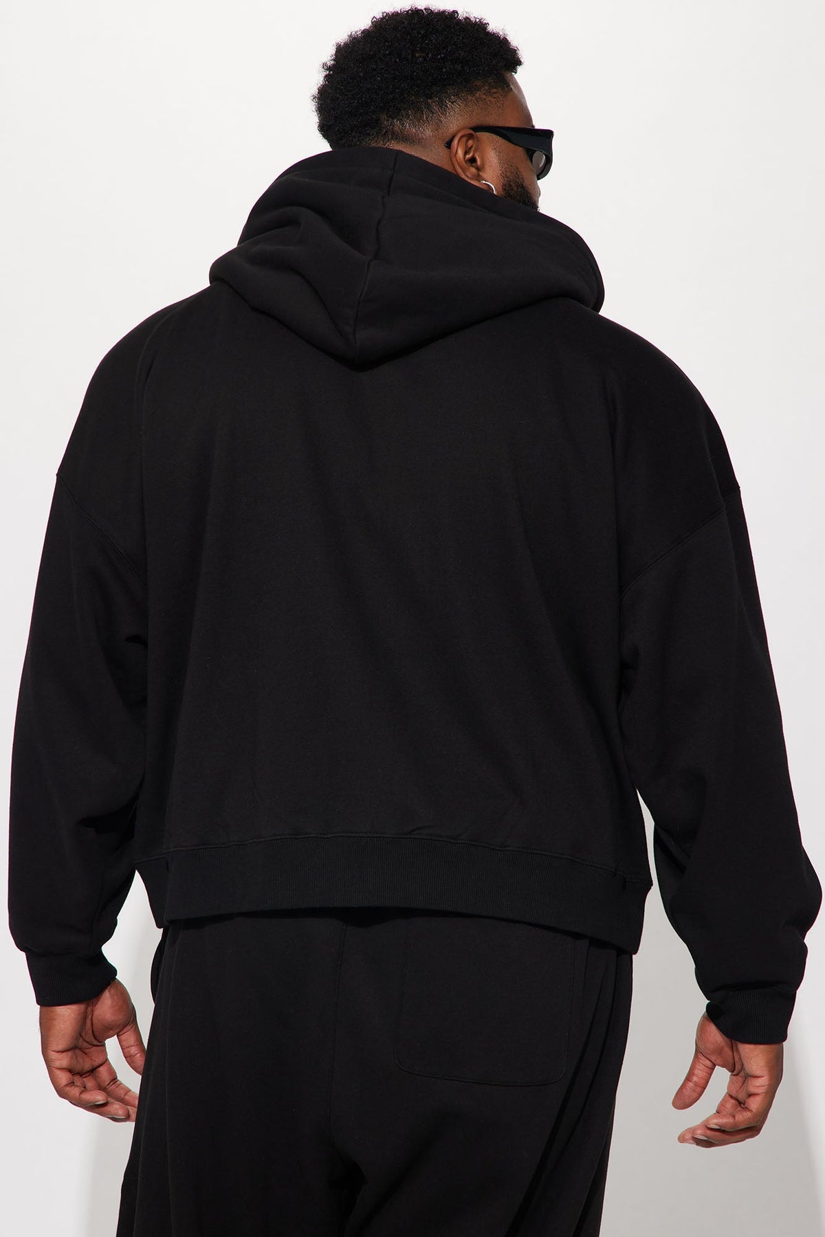 Elan de Paris™ Tyson Oversized Heavyweight Zip Up - Black