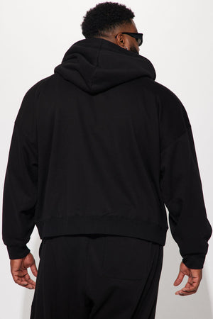 Elan de Paris™ Tyson Oversized Heavyweight Zip Up - Black