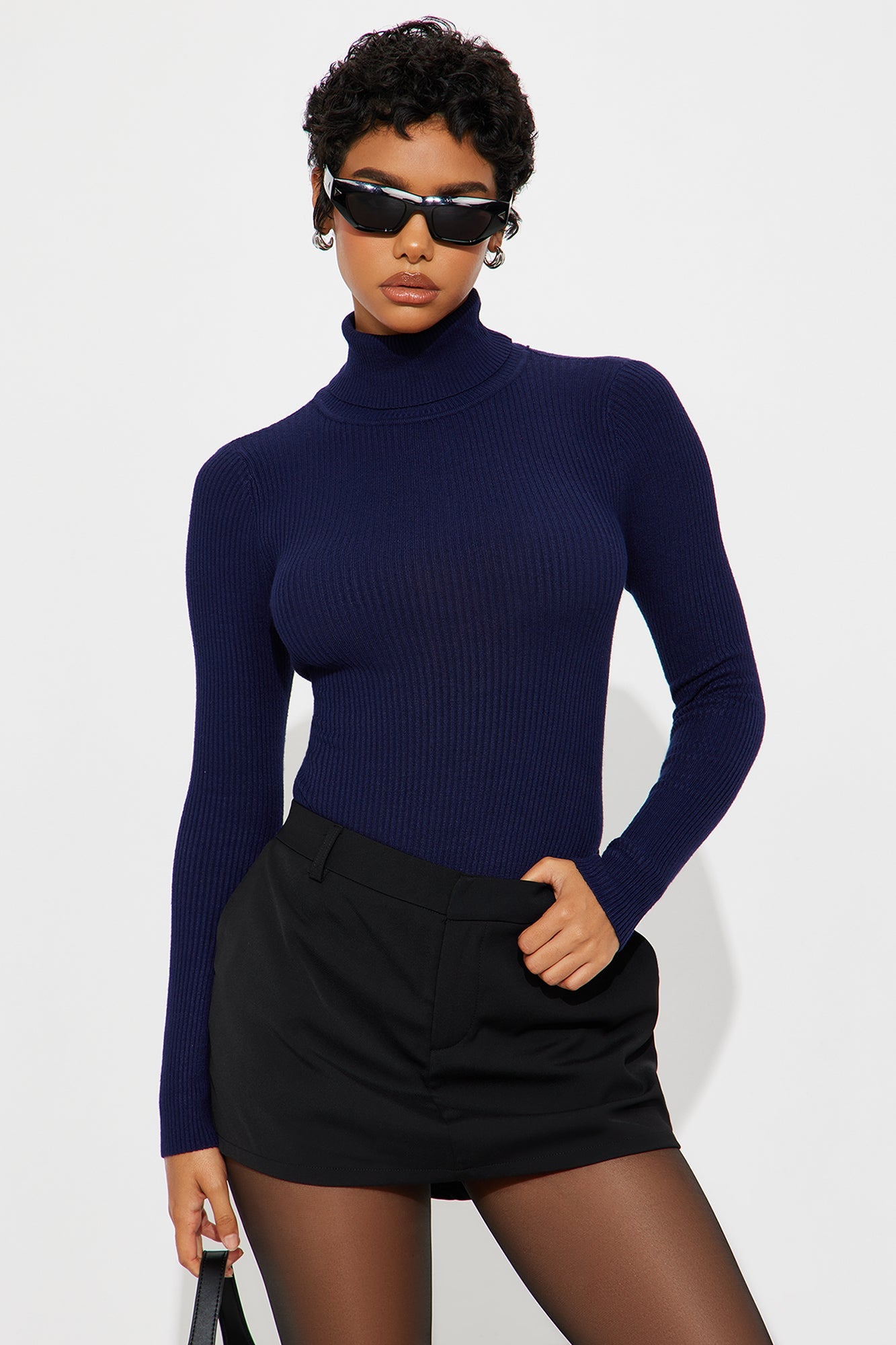 Elan de Paris™ Tara Turtle Neck Sweater - Navy