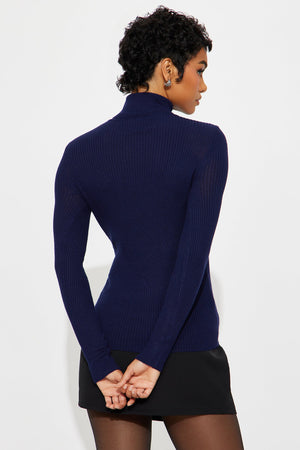 Elan de Paris™ Tara Turtle Neck Sweater - Navy